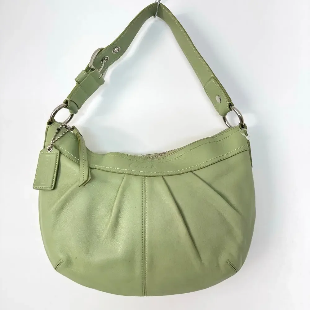 Coach Soho Pleated Leather Shoulder Bag Lime Mint Green F13730